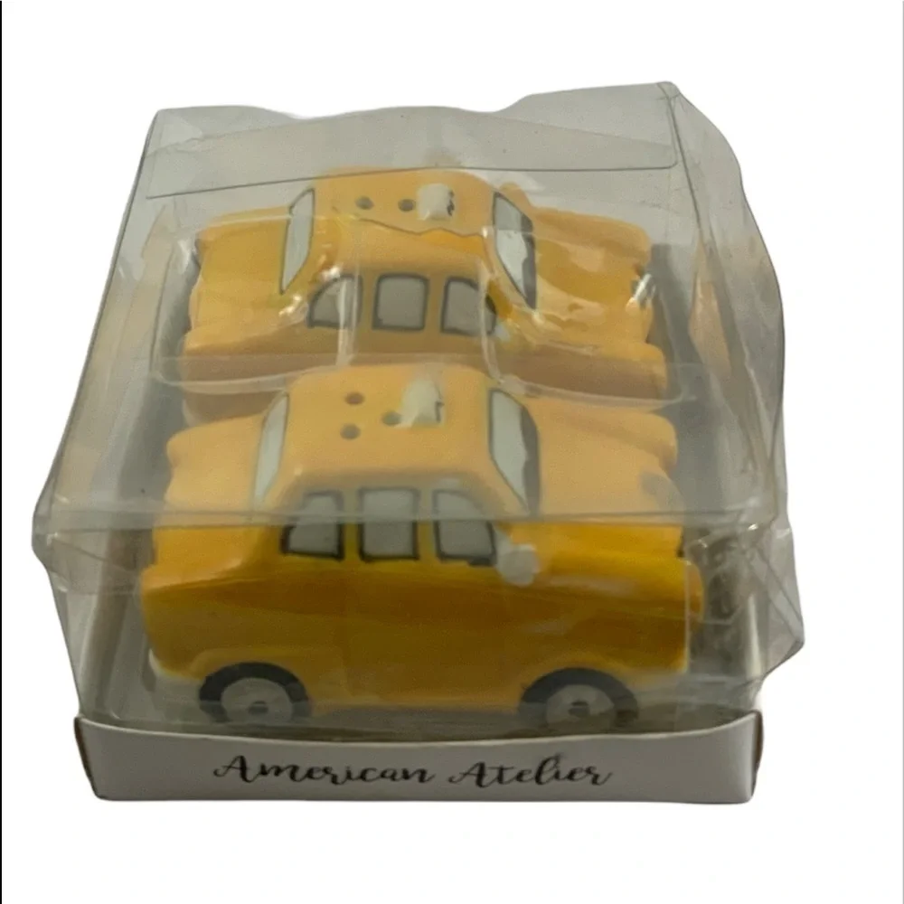 NYC Yellow Cab Cars Ceramic Salt Pepper Shaker Set by American Alitier